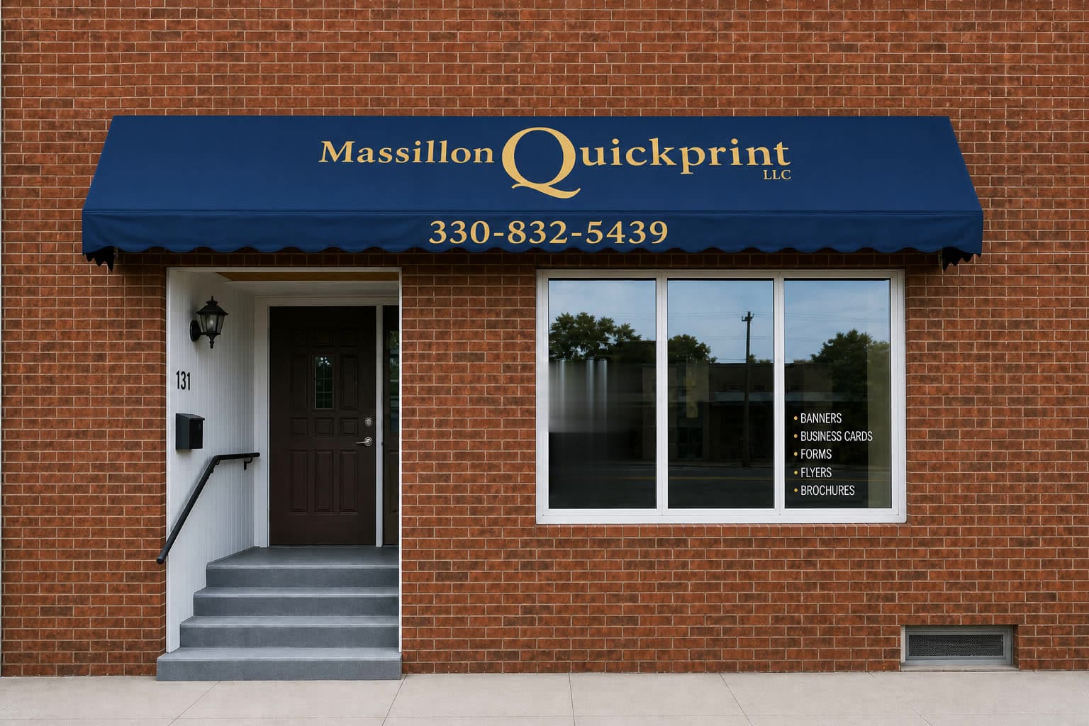 Massillon Quickprint LLC storefront at 131 First St. N.E. in downtown Massillon